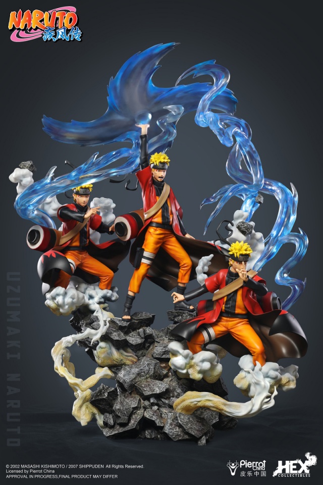 Hex Collectibles:《火影忍者》1/8比例漩涡鸣人 仙法·风遁·螺旋手里剑雕像