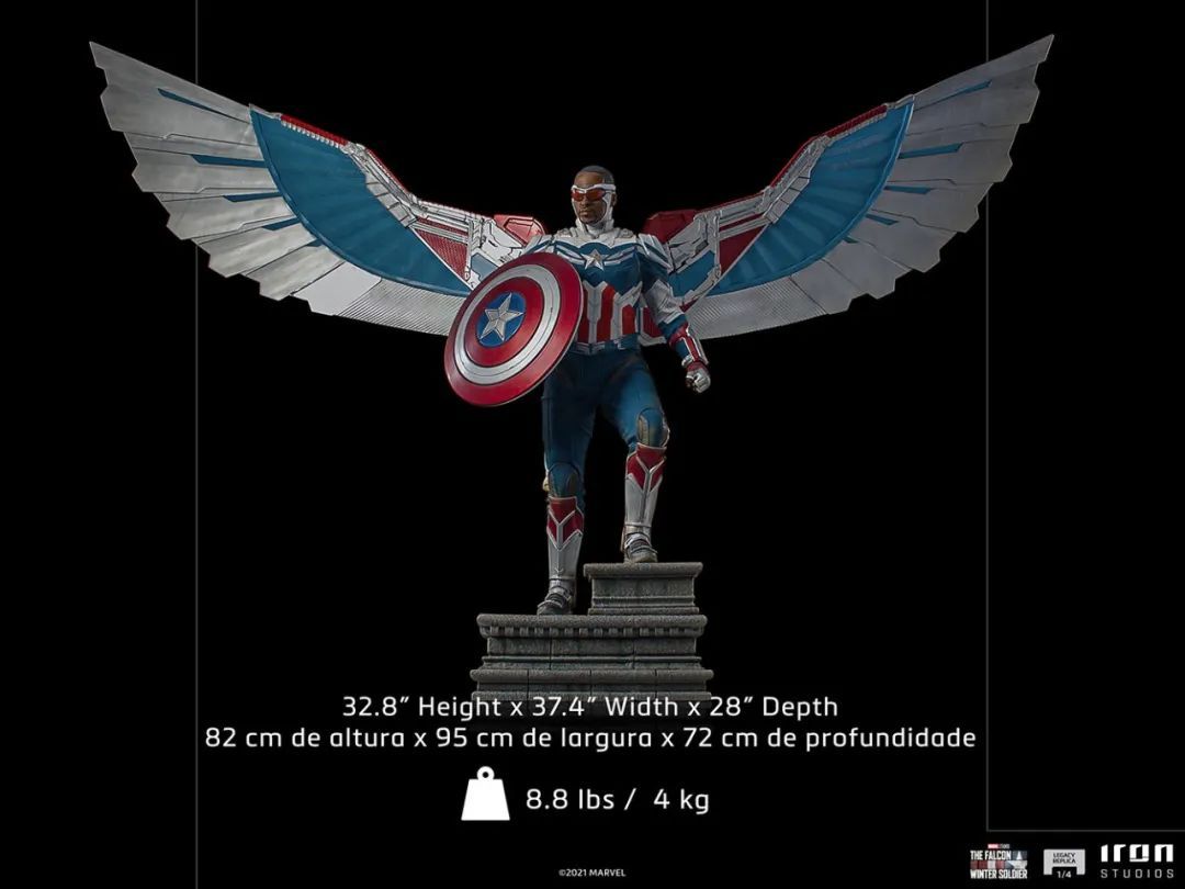 IRON STUDIOS猎鹰美队雕像，细节爆炸，但是盾牌细节做错了